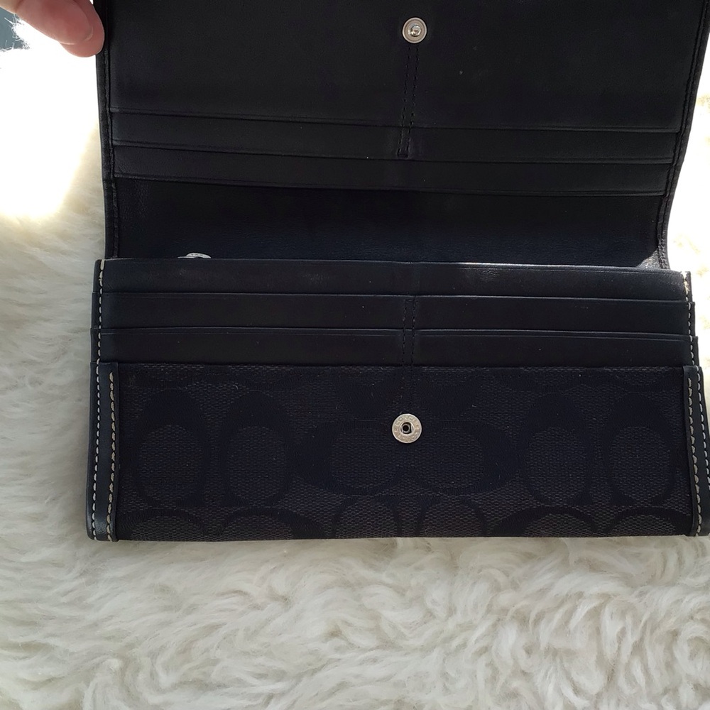 Coach Monogrammed Canvas Coated and Leather Long Wallet Clutch/Organizer Black - Picture 8 of 14